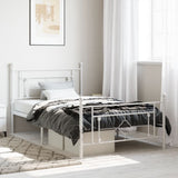 Vidaxl bedframe met hoofd- en voeteneinde metaal wit 107x203 cm