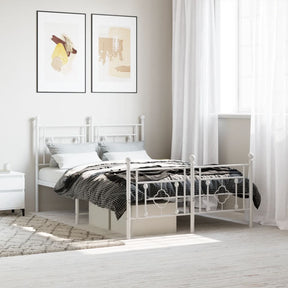 Vidaxl bedframe met hoofd- en voeteneinde metaal wit 120x200 cm