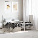Vidaxl bedframe met hoofd- en voeteneinde metaal wit 140x190 cm