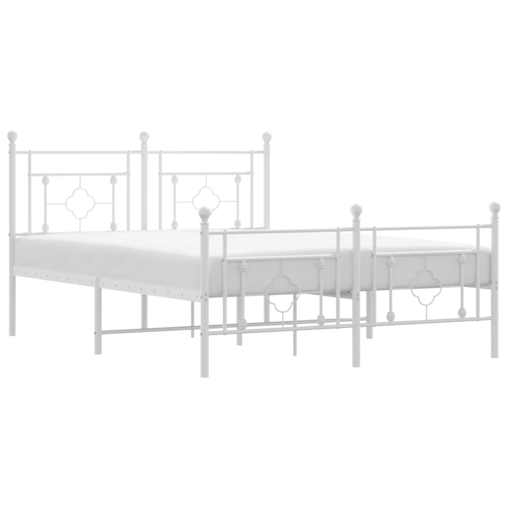Vidaxl bedframe met hoofd- en voeteneinde metaal wit 140x200 cm