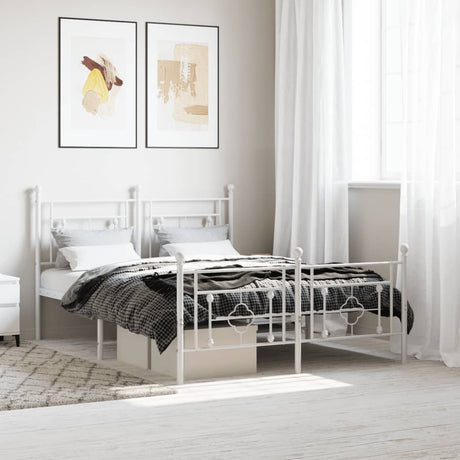 Vidaxl bedframe met hoofd- en voeteneinde metaal wit 140x200 cm