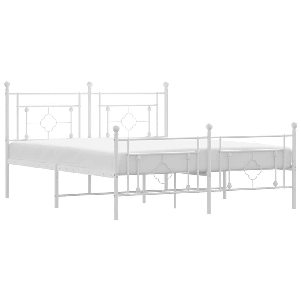 Vidaxl bedframe met hoofd- en voeteneinde metaal wit 150x200 cm