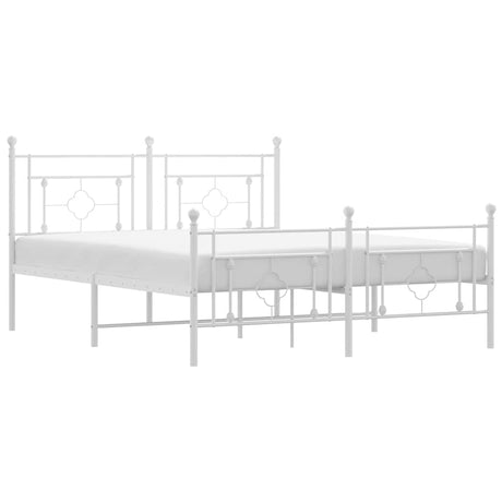 Vidaxl bedframe met hoofd- en voeteneinde metaal wit 150x200 cm
