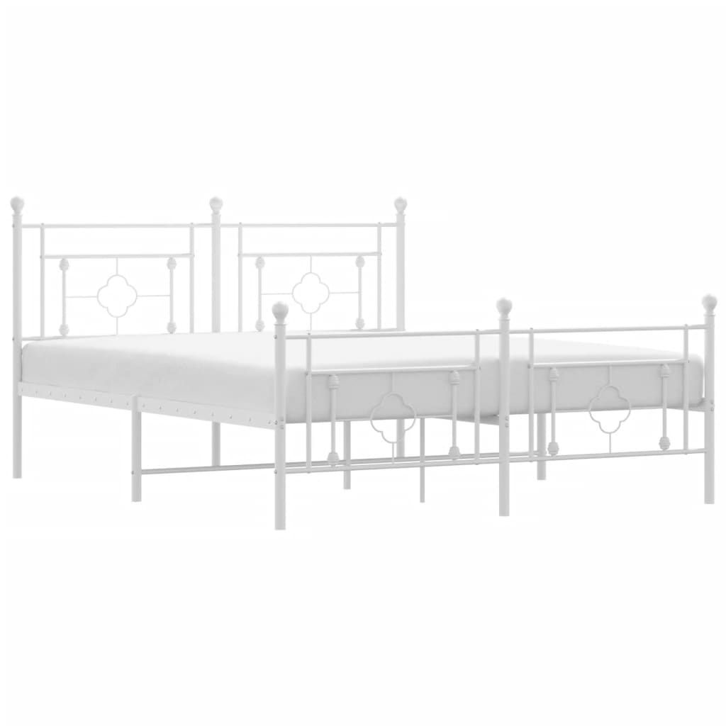 Vidaxl bedframe met hoofd- en voeteneinde metaal wit 160x200 cm