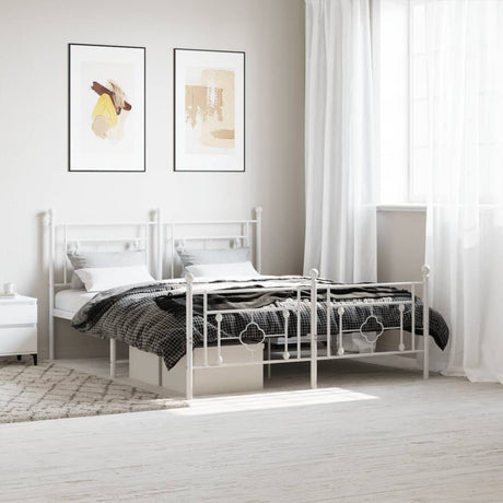 Vidaxl bedframe met hoofd- en voeteneinde metaal wit 160x200 cm