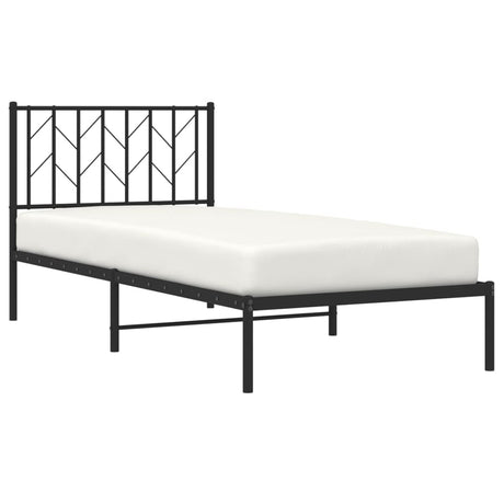 Vidaxl bedframe met hoofdbord metaal zwart 90x200 cm