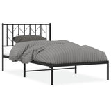 Vidaxl bedframe met hoofdbord metaal zwart 100x190 cm