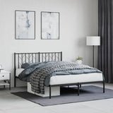 Vidaxl bedframe met hoofdbord metaal zwart 140x190 cm