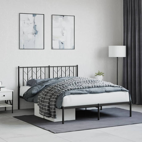 Vidaxl bedframe met hoofdbord metaal zwart 140x190 cm