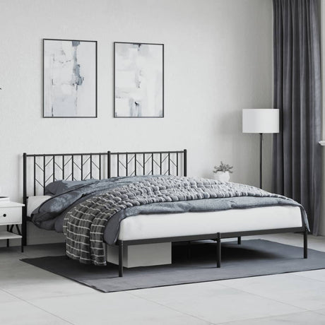 Vidaxl bedframe met hoofdbord metaal zwart 180x200 cm