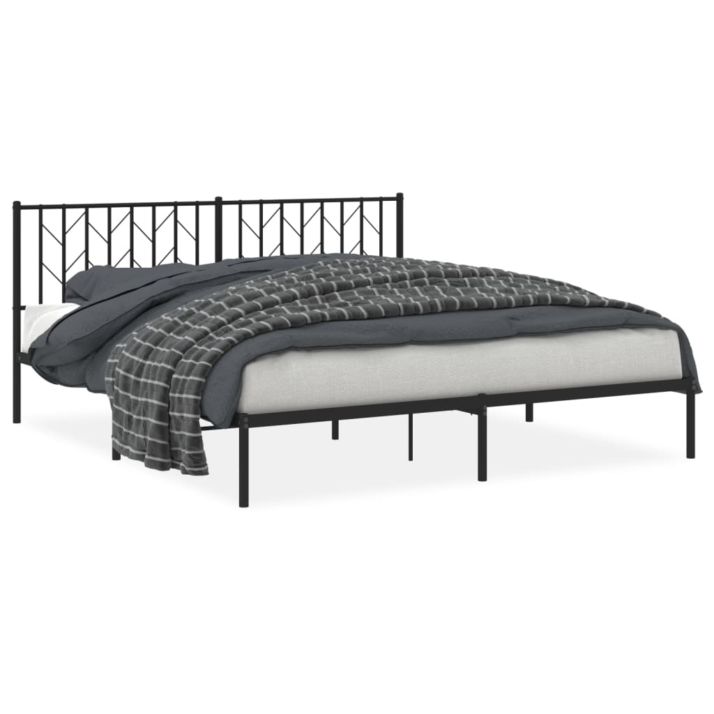 Vidaxl bedframe met hoofdbord metaal zwart 183x213 cm