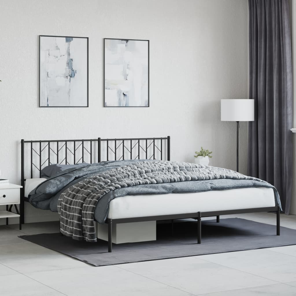 Vidaxl bedframe met hoofdbord metaal zwart 183x213 cm