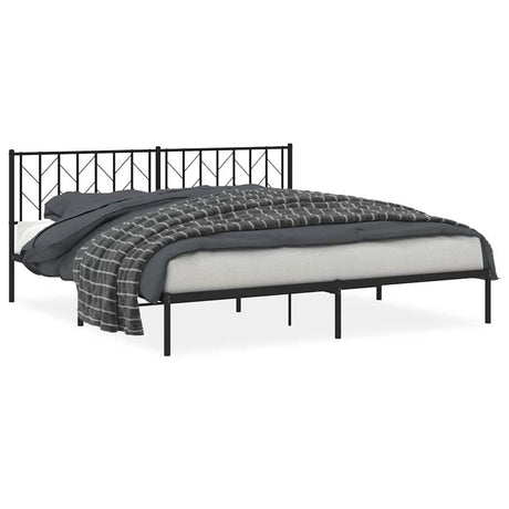 Vidaxl bedframe met hoofdbord metaal zwart 193x203 cm