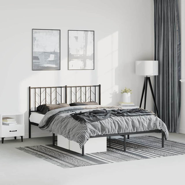 Vidaxl bedframe met hoofdbord metaal zwart 193x203 cm