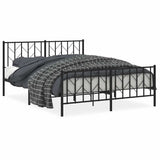 Vidaxl bedframe met hoofd- en voeteneinde metaal zwart 150x200 cm