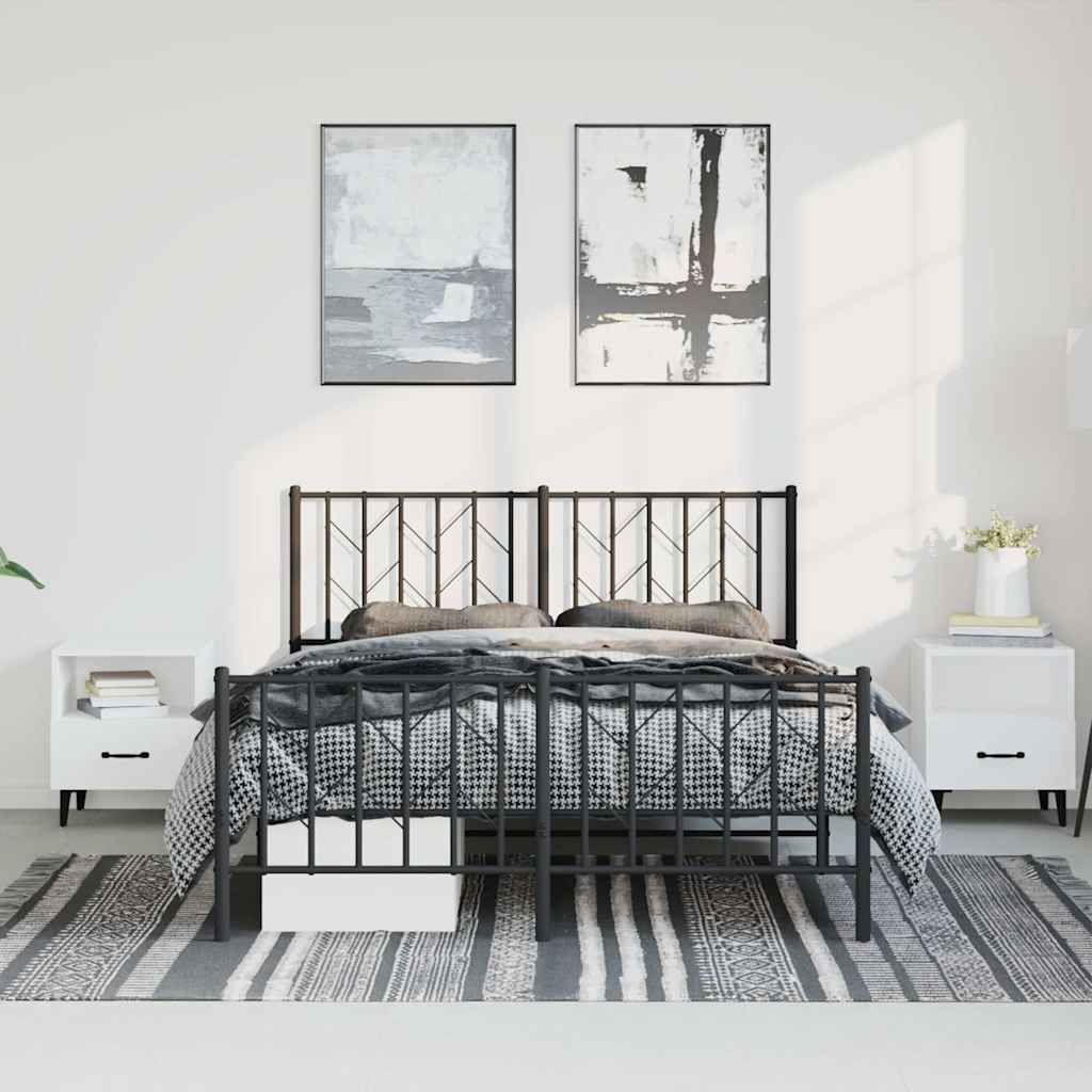 Vidaxl bedframe met hoofd- en voeteneinde metaal zwart 150x200 cm