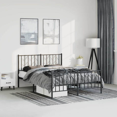 Vidaxl bedframe met hoofd- en voeteneinde metaal zwart 150x200 cm