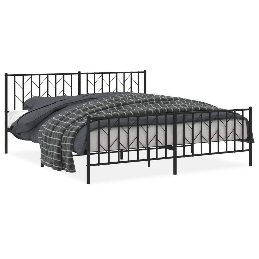Vidaxl bedframe met hoofd- en voeteneinde metaal zwart 183x213 cm