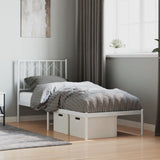 Vidaxl bedframe met hoofdbord zonder matras metaal wit 75x190 cm