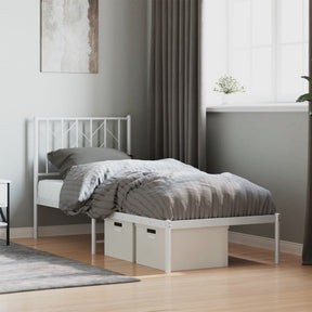 Vidaxl bedframe met hoofdbord zonder matras metaal wit 75x190 cm