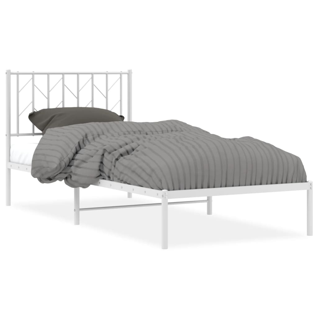 Vidaxl bedframe met hoofdbord metaal wit 90x200 cm