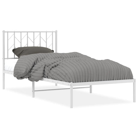 Vidaxl bedframe met hoofdbord metaal wit 90x200 cm