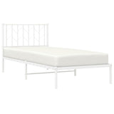 Vidaxl bedframe met hoofdbord metaal wit 90x200 cm