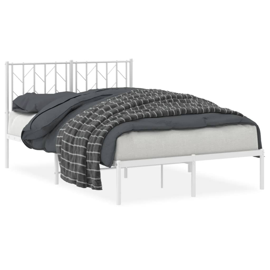 Vidaxl bedframe met hoofdbord metaal wit 120x200 cm