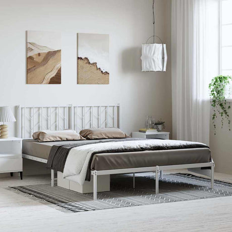 Vidaxl bedframe met hoofdbord metaal wit 150x200 cm