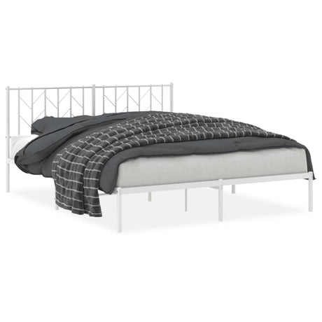 Vidaxl bedframe met hoofdbord metaal wit 160x200 cm