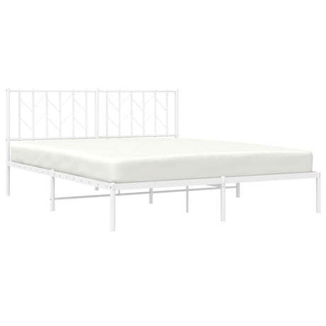 Vidaxl bedframe met hoofdbord metaal wit 160x200 cm