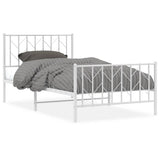 Vidaxl bedframe met hoofd- en voeteneinde metaal wit 100x200 cm