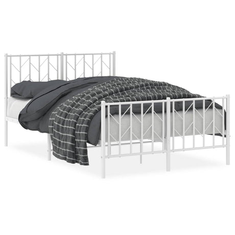 Vidaxl bedframe met hoofd- en voeteneinde metaal wit 120x200 cm
