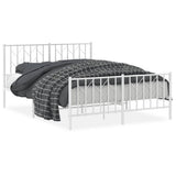 Vidaxl bedframe met hoofd- en voeteneinde metaal wit 140x190 cm