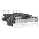 Vidaxl bedframe met hoofd- en voeteneinde metaal wit 150x200 cm