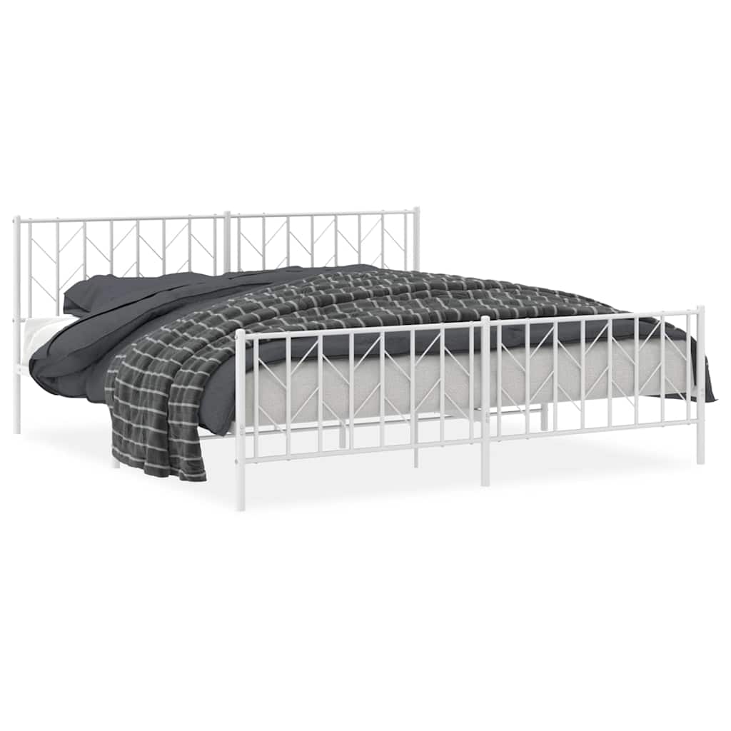 Vidaxl bedframe met hoofd- en voeteneinde metaal wit 193x203 cm