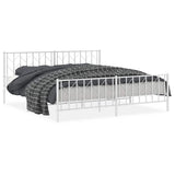 Vidaxl bedframe met hoofd- en voeteneinde metaal wit 193x203 cm