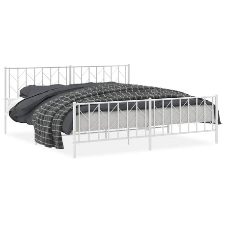 Vidaxl bedframe met hoofd- en voeteneinde metaal wit 193x203 cm