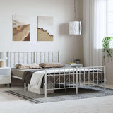 Vidaxl bedframe met hoofd- en voeteneinde metaal wit 193x203 cm