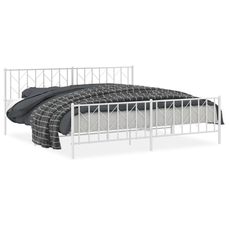 Vidaxl bedframe met hoofd- en voeteneinde metaal wit 200x200 cm