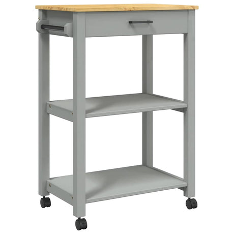 Vidaxl keukentrolley monza 60x40x88,5 cm massief grenenhout grijs