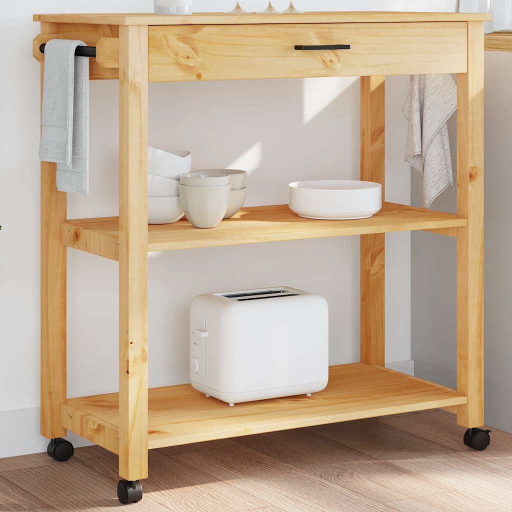 Vidaxl keukentrolley monza 84x40x88,5 cm massief grenenhout honingwas