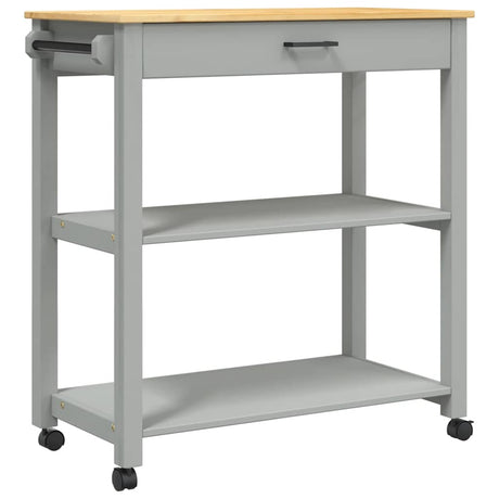 Vidaxl keukentrolley monza 84x40x88,5 cm massief grenenhout grijs