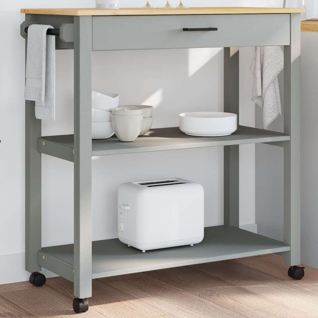 Vidaxl keukentrolley monza 84x40x88,5 cm massief grenenhout grijs