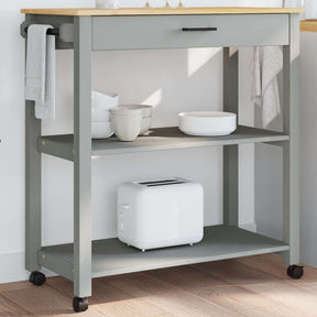 Vidaxl keukentrolley monza 84x40x88,5 cm massief grenenhout grijs