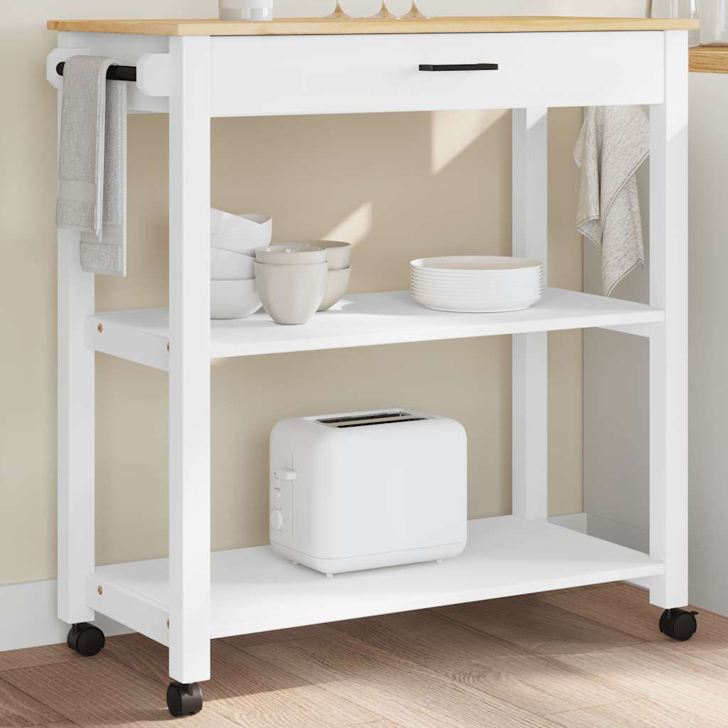 Vidaxl keukentrolley monza 84x40x88,5 cm massief grenenhout wit
