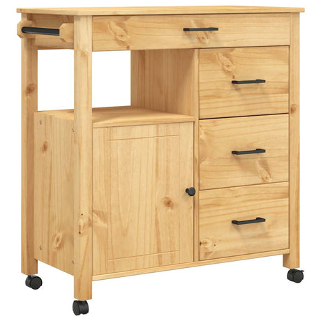Vidaxl keukentrolley monza 84x40x88,5 cm massief grenenhout honingwas