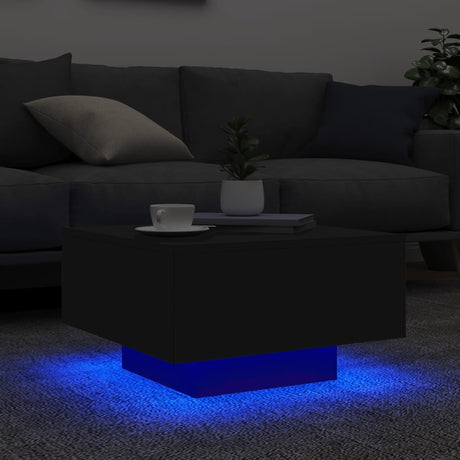 Vidaxl salontafel met led-verlichting 55x55x31 cm zwart