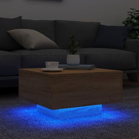 Vidaxl salontafel met led-verlichting 55x55x31 cm sonoma eikenkleurig