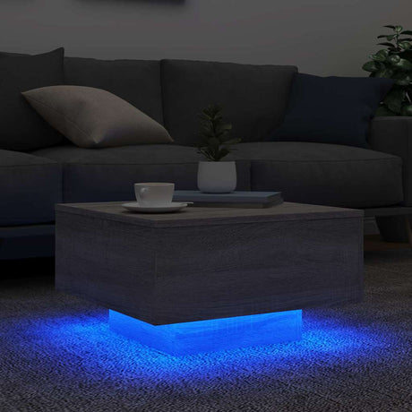 Vidaxl salontafel met led-verlichting 55x55x31 cm grijs sonoma eiken